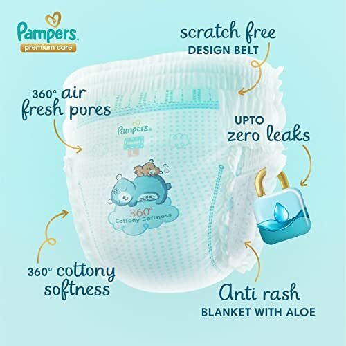 Pampers Premium Care Pants Style Baby Diapers, X-Large (XL) Size, 72 Count, All-in-1 Diapers with 360 Cottony Softness, 12-17kg Diapers